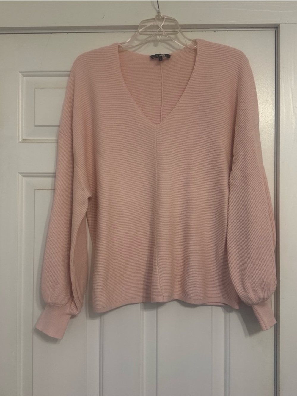 1. State Soft Blush V-Neck Ribbed Sweater